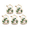 Brass Micro Pave Cubic Zirconia Pendants, with Glass, Long-Lasting Plated, Gourd, Light Gold, Sea Green, 19x14x3mm, Hole: 1.5mm