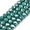 Electroplate Glass Beads Strands, Opaque Solid Color, AB Color Plated, Faceted, Rondelle, Light Sea Green, 8x6mm, Hole: 1mm, about 64~65pcs/strand, 40~41cm