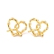 Brass Stud Earrings for Women, Lead Free & Cadmium Free, Heart, Real 18K Gold Plated, 19x22.5mm