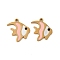 304 Stainless Steel Enamel Pendants, Ion Plating(IP), Ocean Theme, Golden, Fish, 15x14.5x1.5mm, Hole: 1.2mm