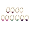 304 Stainless Steel Hoop Earrings, with Natural White Jade, Mixed Color, 29x24mm