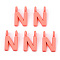 Rack Plating Spray Painted Alloy 2-Loop Link Pendants, Letter Charms, Lead Free & Nickel Free & Cadmium Free, Letter.N, 14.5x9x2mm, Hole: 2mm