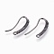 Brass Earring Hooks with Cubic Zirconia, Lead Free & Cadmium Free & Nickel Free, Long-Lasting Plated, Black, Gunmetal, 20x10x1.5mm, Hole: 1.4mm, 20 Gauge, Pin: 0.8mm