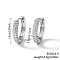 Elegant Brass Rhinestone Ring Hoop Earrings, Silver, 15x3mm