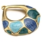 Stainless Steel Pendants, with Enamel, Golden, Teardrop Charm, Steel Blue, 34x34mm