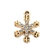 UV Plating Alloy Rhinestone Pendants, Snowflake Charms, Golden, 21.5x16x3mm, Hole: 2mm