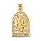 Rack Plating Brass Micro Pave Cubic Zirconia Pendants, with Seashell, Long-Lasting Plated, Cadmium Free & Lead Free, Real 18K Gold Plated, Rectangle, 30x17.5x3.5mm, Hole: 4x3.5mm