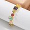 Brass Micro Pave Cubic Zirconia Link Bracelets for Women, Rack Plating, Long-Lasting Plated, Lead Free & Cadmium Free, Real 18K Gold Plated, 7-1/8 inch(18cm)