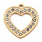 304 Stainless Steel Pendants, with Rhinestone  Heart, Real 18K Gold Plated, 16x15x1.5mm, Hole: 1.5mm