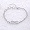 European Style Stainless Steel Rhinestone Infinity Link, Rolo & Cable Chain Bracelets for Women, Stainless Steel Color