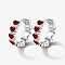 Anti-Tarnish Rhodium Plated 925 Sterling Silver Huggie Hoop Earrings for Women, with S925 Stamp & Enamel, Ring with Heart, Platinum, Red, 15x14mm