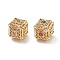 Brass Micro Pave Cubic Zirconia Beads, Cadmium Free & Nickel Free & Lead Free, Hollow Cube, Real 18K Gold Plated, 10x10.5x10.5mm, Hole: 1.3mm