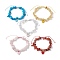 Heart Alloy Enamel Charm Bracelet, Natural & Synthetic Mixed Stone Chips Braided Adjustable Bracelet, Inner Diameter: 2-1/4~3-1/2 inch(5.8~9cm)