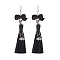 Halloween Alloy and Polyester Pendants Earrings, Skull, Black, 115x27mm