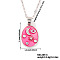 Fashionable Women's Star Moon Oval Brass Enamel Pendant Necklaces, with Colorful Cubic Zirconia, Platinum, Pink, 15.75 inch(40cm)