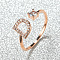 Brass Micro Pave Cubic Zirconia Cuff Rings for Women, Open Rings, Rose Gold, Letter D, Inner Diameter: 16~19mm