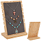 PH PandaHall Necklace Display Stands Jewelry Holder Stand Necklace Tabletop Display Wood Chains Holder Organizer with Gray Velvet Padded for Jewelry Collection Selling Shows, 17x9.5x25cm
