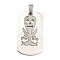 201 Stainless Steel Pendants, Split Dog Tag Pendant, Rectangle with Skull, Stainless Steel Color & Silver Color Plated, 50x24x1.5mm, Hole: 6x4mm