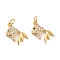 Brass Micro Pave Cubic Zirconia Pendants, with Jump Rings, Long-Lasting Plated, Cadmium Free & Lead Free, Fish, Real 18K Gold Plated, 16x9x2.5mm, Hole: 3.6mm