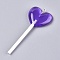 Resin Big Pendants, with Platinum Plated Iron Loop, Imitation Lollipop, Heart, Purple, 71~73x29x7mm, Hole: 2mm