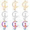 30Pcs 3 Colors 304 Stainless Steel Pendants, Halloween Style, Moon with Cat, Mixed Color, 15x10x1mm, Hole: 1.2mm, 10pcs/color