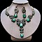 Teardrop Alloy Rhinestone Pendant Necklaces & Stud Earrings Sets, Golden, Emerald, 440mm