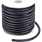 PU Imitation Leather Braided Cord, for Keychain, Round, Black, 7x6mm, about 16.40 Yards(15m)/Roll