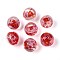 Handmade Foil Lampwork Beads, Round with Flower, Red, 10mm, Hole: 1~1.2mm
