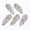 Cellulose Acetate(Resin) Big Pendants, with Iron Loops, Leaf, Golden, Colorful, 70~76x29~31x3mm, Hole: 1.2mm