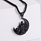 Retro Punk Style Stainless Steel Gym Dumbbell Muscle Man Moon Pendant Necklaces for Men, Black