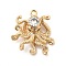 Brass Micro Pave Cubic Zirconia Pendants, Cadmium Free & Nickel Free & Lead Free, Real 18K Gold Plated, Octopus, 21.5x21x7mm, Hole: 1.6mm