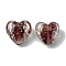 Luminous Handmade Gold Sand Lampwork Beads, Glow in the Dark, Heart, Coconut Brown, 20.5x20x12mm, Hole: 1.8mm