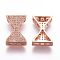 Brass Micro Pave Cubic Zirconia Pendants, Multi-strand Links, Bowknot, Rose Gold, 18.5x11.5x4mm, Hole: 1mm