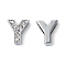 Alloy Letter Slide Charms, with Grade A Rhinestone, Platinum Color, Crystal, 11~12x8~14x4~5mm, Hole: 6~8x1mm