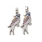 Brass Micro Pave Cubic Zirconia Pendants, Cadmium Free & Nickel Free & Lead Free, Parrot Charms, Real Platinum Plated, 27x12x3mm, Hole: 5x2.5mm