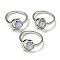 Natural Blue Lace Agate Adjustable Rings, with Platinum Brass Findings, Long-Lasting Plated, Jewely for Women, Moon with Round, US Size 8(18.1mm).