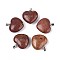 Natural Polychrome Jasper/Picasso Stone/Picasso Jasper Pendants, Heart Charms, with 201 Stainless Steel Snap on Bails, Stainless Steel Color, 26~28x27.5~29x10~12mm, Hole: 7x2mm