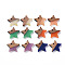 Opaque Resin & Walnut Wood Links Connectors, Two Tone, Star, Mixed Color, 17x18x3.5mm, Hole: 1.2mm