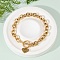 Golden 304 Stainless Steel Charm Bracelets, Cable Chain Jewelry for Women, Heart with Letter, with Toggle Clasps, Letter C, 8.27 inch(21cm)
