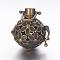 Retro Brass Cage Pendants, For Chime Ball Pendant Necklaces Making, Hollow Round with Flower, Antique Bronze, 25x23x19mm, Hole: 5.5mm, Inner Diameter: 16.5mm