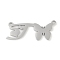 Non-Tarnish 304 Stainless Steel Pendants, Letter & Butterfly Charms, Letter T, 10.5x26.5x0.9mm, Hole: 1.2mm