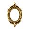 Zinc Alloy Pendant Cabochon Settings, Open Back Settings, Oval, Antique Golden, Tray: 40x30mm, 65x37.5x2.5mm, Hole: 3mm