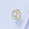 Natural Freshwater Pearl with Natural Shell Cuff Rings, Golden, Flower, Inner Diameter: 15~19mm