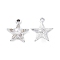 Alloy Crystal Rhinestone Pendants, with ABS Plastic Imitation Pearl Bead, Star Charms, Platinum, 19x17x6mm, Hole: 2mm