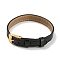 Leather Textured Bracelet Straps Slide Wristbands for Slide Charms, with Ion Plating(IP) Golden 304 Stainless Steel Buckles, Black, 23.2x1~1.25x0.5cm