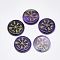 Natural Amethyst Cabochons, Flat Round with Nordic Pagan Pattern, 25x5.5mm