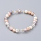 Stretch Bracelets, with Natural Cultured Freshwater Pearl Beads, Glass Beads and Brass Round Spacer Beads, Elastic Crystal Thread, with Burlap Bags, Seashell Color, 2-1/8 inch(5.5cm)