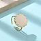 Flat Round Natural Rose Quartz Finger Rings, 304 Stainless Steel Open Cuff Rings for Unisex, Adjustable, Flat round: 17mm