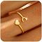 Brass Cuff Rings, Heart and Letter, Golden, Letter C, Inner Diameter: 17~19mm