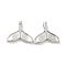 304 Stainless Steel Cabochon Setting For Enamel, Mermaid Tail Charms, Stainless Steel Color, 10.5x12x2.7mm, Hole: 1.4x2mm
